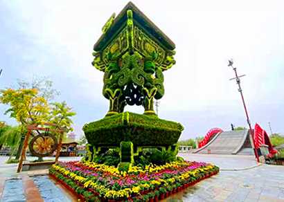 五色草绿雕造型园林景观极具特色